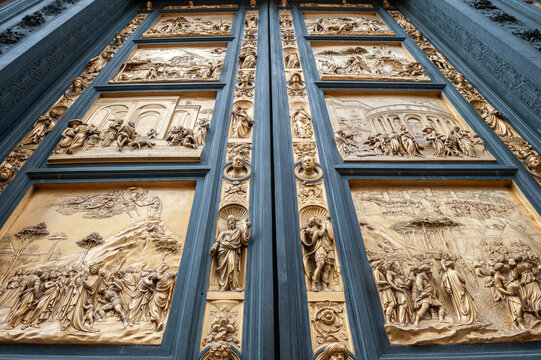 Detail of the East Doors or Gates of Paradise, Florence Baptistery, Italy