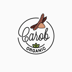 Carob logo. Round linear logo of carob superfood