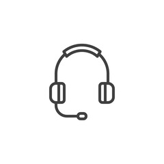 Headset line icon. linear style sign for mobile concept and web design. Headphone with microphone outline vector icon. Symbol, logo illustration. Vector graphics