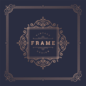 Vintage flourishes ornament swirls lines frame template vector illustration victorian ornate border