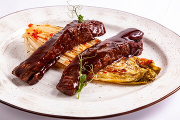 Beef in meat sauce on plate