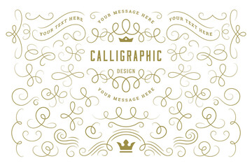 Calligraphic design elements vintage ornaments swirls and scrolls ornate decorations