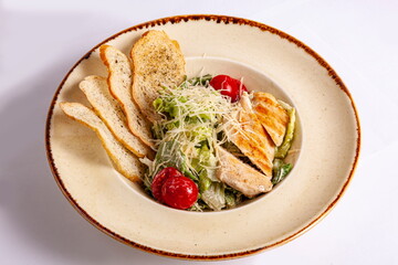 Caesar salad in a beautiful plate