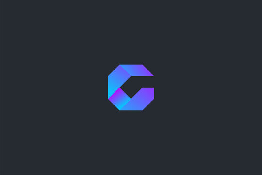 Minimal Geometrical Abstract Letter G Dark Background Logo Template