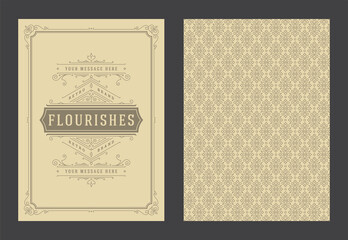 Vintage ornament greeting card calligraphic ornate swirls and vignettes frame design vector template