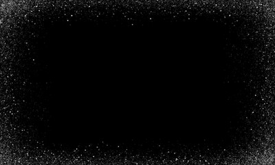 Snowflakes and snow borders on a black background, easy to use material