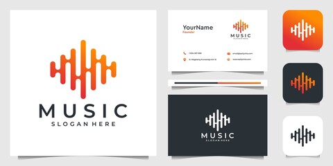 Music logo illustration vector graphic design. Suit for brand, advertising, song, sabilizer, icon, and business card
