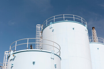 Oil Tank in chemical factory. Industrial background