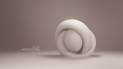 Abstract, Volumetric Three-dimensional Shape Isolated on a beige background. Modern Concept Vector 3d Illustration.