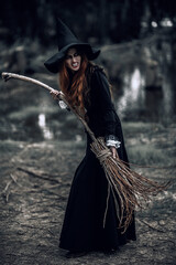 evil witch with broom