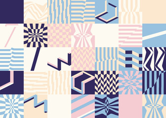 Obraz premium Op Art Abstract Geometric Vector Pattern With 3D Shapes