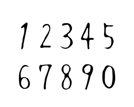 手書きのおしゃれな数字のイラストのセット／おしゃれ／番号／数／フォント／カリグラフィー／筆記体