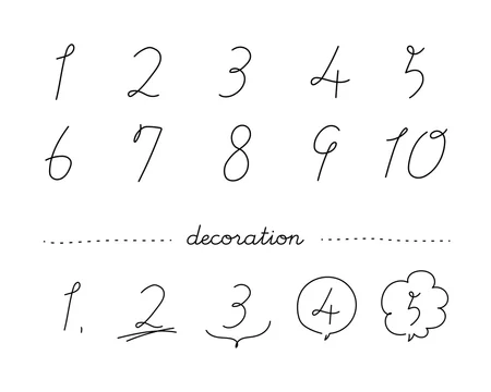手書きのおしゃれな数字のイラストのセット おしゃれ 番号 数 フォント カリグラフィー 筆記体 Vector De Stock Adobe Stock