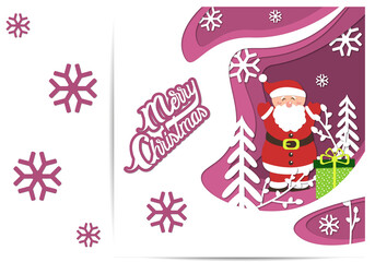 Paper craft Christmas card with Santa