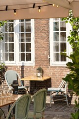 table in restaurant garden
