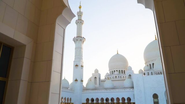 Abu Dhabi, UAE - Sheikh Zayed Mosque by Sunset