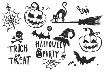 Hand-drawn halloween set.