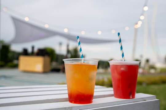 Elegant, colorful and fresh drinks on a summer evening