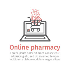 Online pharmacy line icon. Vector sign for web graphic.