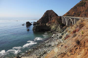 Majestic viaduct on the highway of the Pacific Ocean