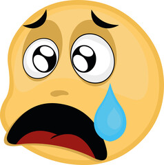 Vector illustration of emoticon with a scared and worried expression

