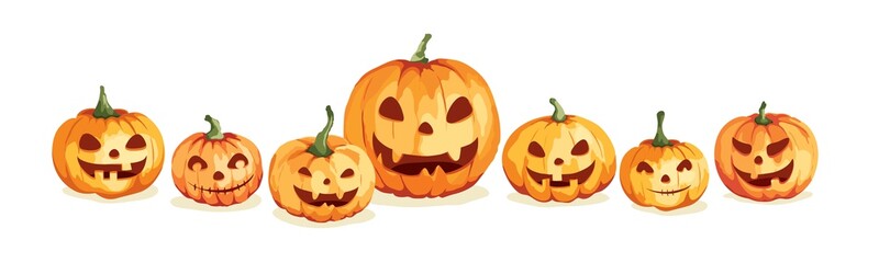 Watercolor pumpkins. Jack O’Lantern. Vector illustration in watercolor painting style. Background for Halloween party.