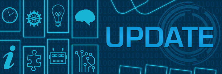 Fototapeta premium Update Blue Neon Technology Shapes Horizontal 