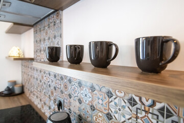 Coffee and tea mugs, table decoration, home staging, architecture photography