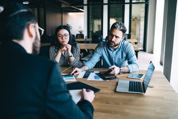 Diverse business team having meeting in office