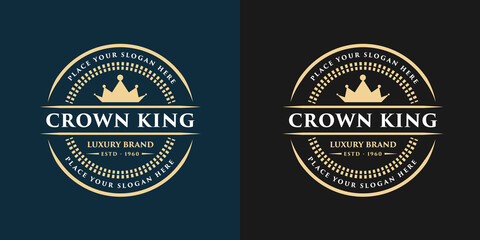 Creative crown concept logo design template set Premium Vector	