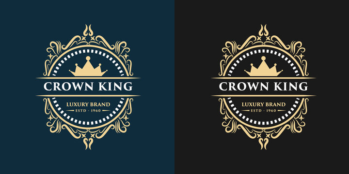 Creative crown concept logo design template set Premium Vector	