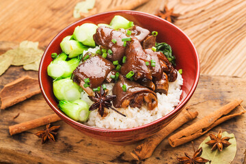A bowl of fresh trotters rice