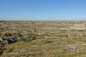 Fototapeta na wymiar View of the Theodore Roosevelt National Park in badlands in North Dakota, United States