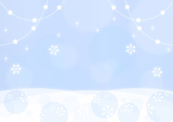 淡く優しい雰囲気の水色雪景色背景