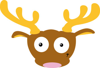 Fototapeta premium Cute Reindeer Head- Flat Simple Design Illustration Vector