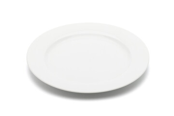 White plate isolated on white. Clipping path