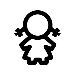 Simple woman icon in trendy flat style isolated on white background. Black and white girl silhouette. Female person symbol for web site design, logo, app, UI, dress room or washroom, WC (public toilet