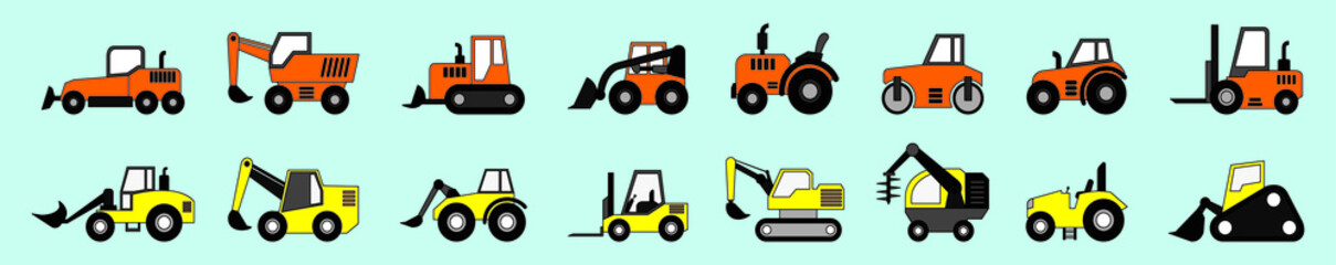 Mini loader flat style. Commercial Vehicles. Special equipment. Vector illustration isolated on blue background