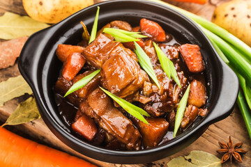 Chinese cuisine: a plate of braised lamb