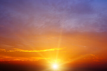 sunrise and cloud on the orange sky.