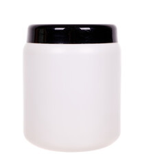 A large jar of body cream isolated on a white background.