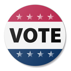 red and blue VOTE sticker or sign isolated on white vector illustration