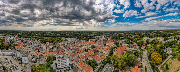panorama na Wodzisław Śląski, stare miasto i rynek z lotu ptaka © Franciszek
