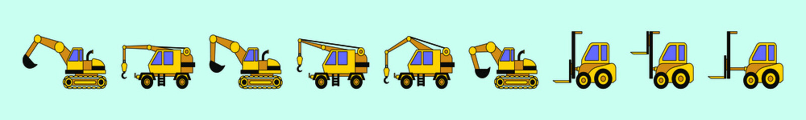 Mini loader flat style. Commercial Vehicles. Special equipment. Vector illustration isolated on blue background