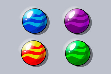 Set bright planets for game design or application. Vector illustration of game elements. 