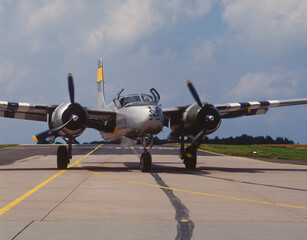Fototapeta premium Eight gun nose A-26 on the runway