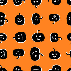 Lovely hand drawn pumpkin seamless pattern, great for Halloween designs, wallpapers, textiles, banners - vector design