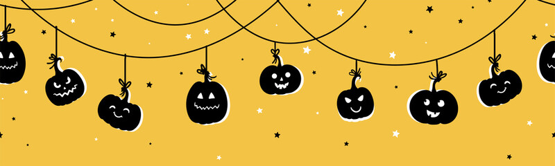 Lovely hand drawn pumpkin seamless pattern, great for Halloween designs, wallpapers, textiles, banners - vector design