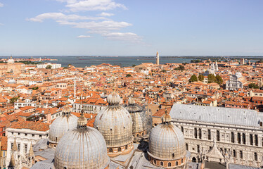 Fototapeta na wymiar Old town of Venice. Panoramic view from the bell tower Campanile di San Marco in Verona, Italy