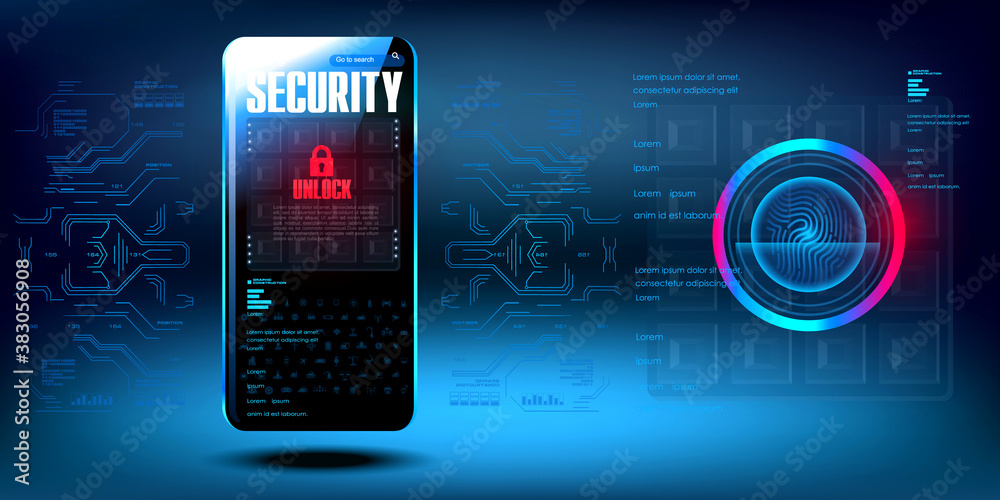 Poster cybersecurity concept. security of personal data on digital media. confidentiality of information st